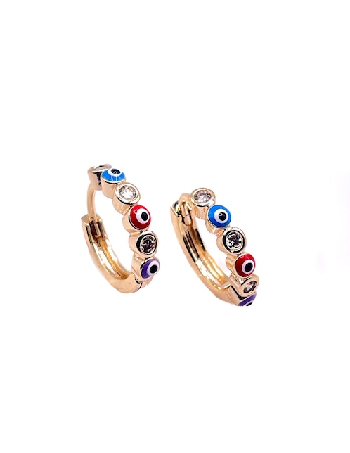 Aretes huggies de ojo Mashala acabado esmaltado