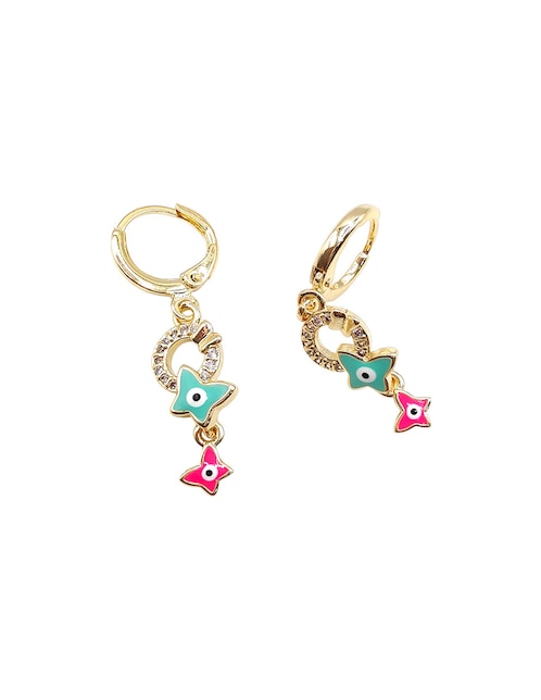 Aretes huggies de mariposa acabado esmaltado 1