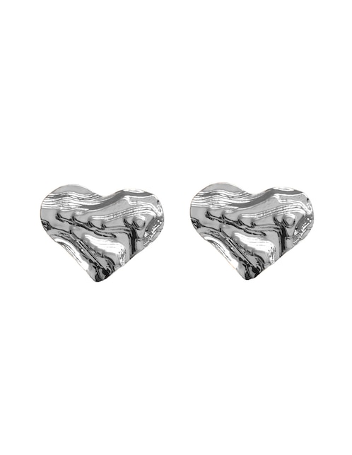 Aretes cortos de corazón chapa de rodio 18 k