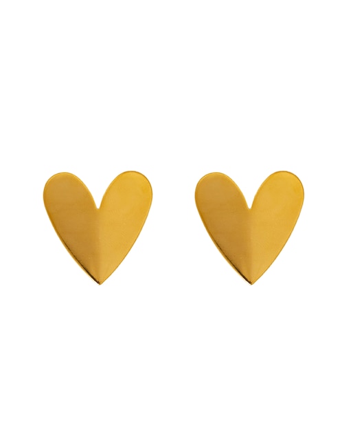 Broqueles de corazón 18 k con acabado chapa de oro