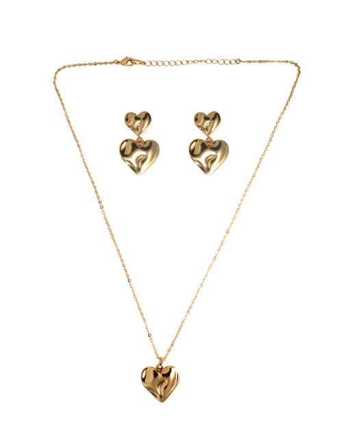 Aretes y collar de corazón Girondela 18 K