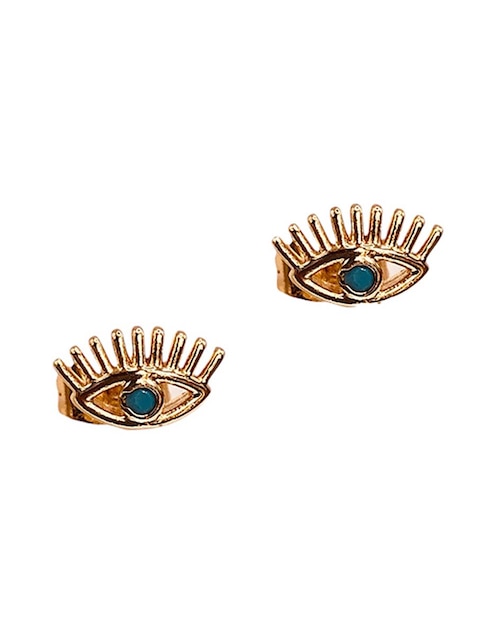 Broqueles de ojo baño de oro 14 K zirconia 1
