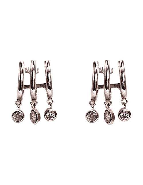 Aretes de aro con acabado brillante zirconia