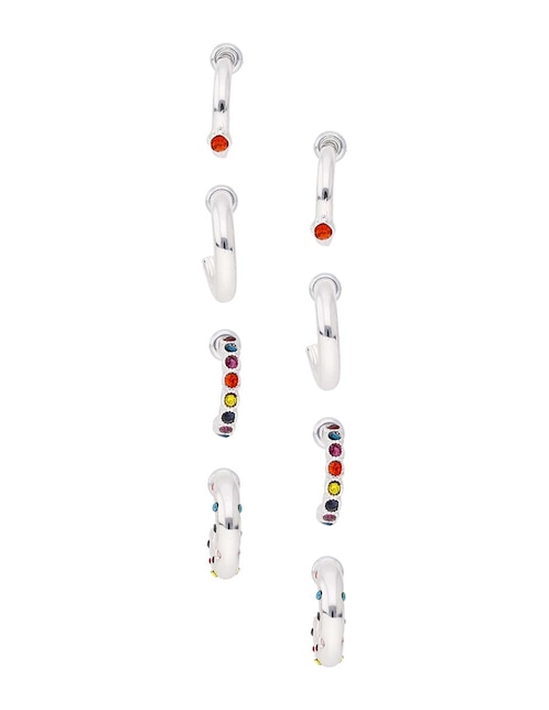 Set de aretes de media luna Weekend con acabado brillante