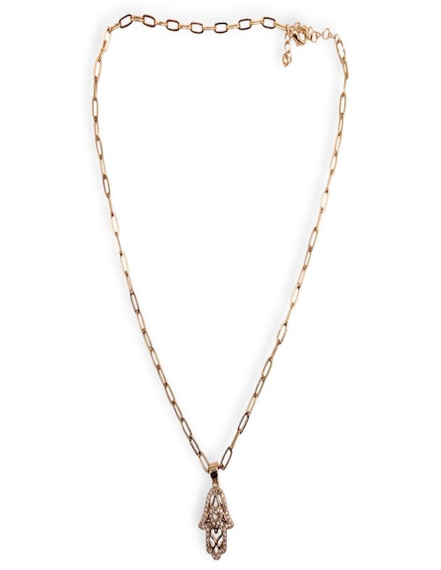 Collar de mano de fátima de baño de oro 14 K