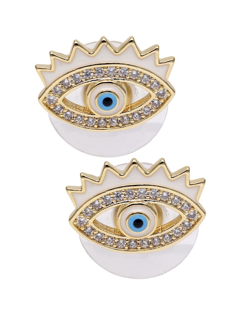 Broqueles de ojo Mashala con acabado baño de oro 14 K zirconia