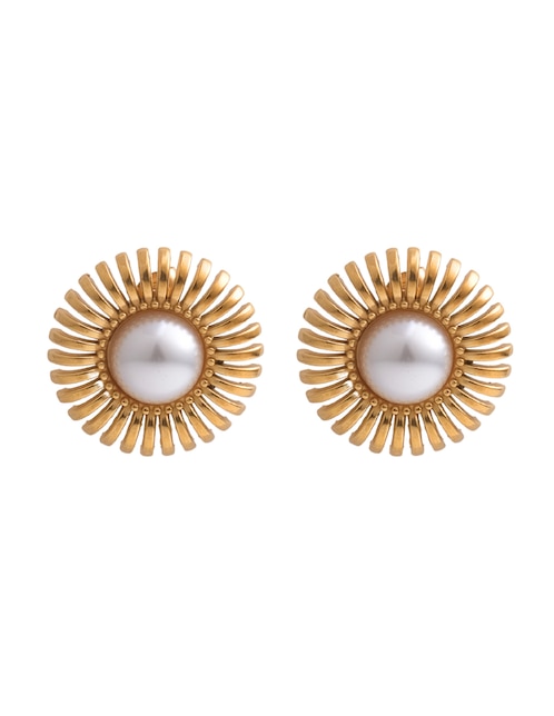Broqueles con acabado chapa de oro 18K perla 1