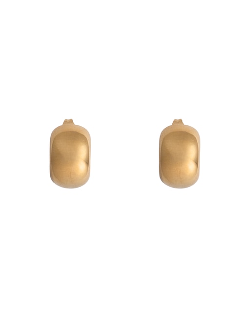 Aretes cortos media luna 18 k con acabado chapa de oro 1
