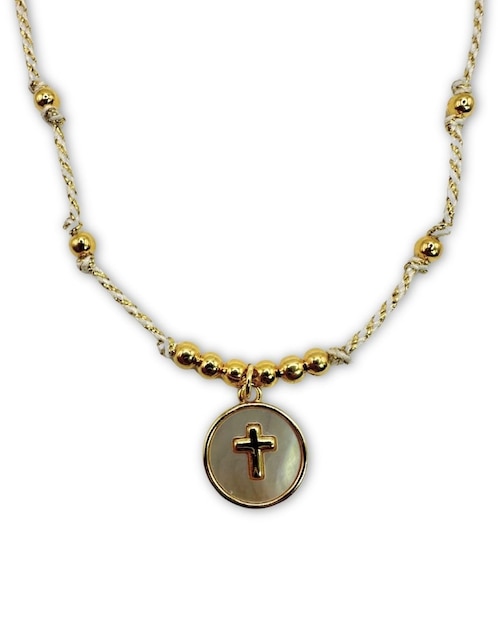 Collar de cruz con acabado baño de oro 14 K 1