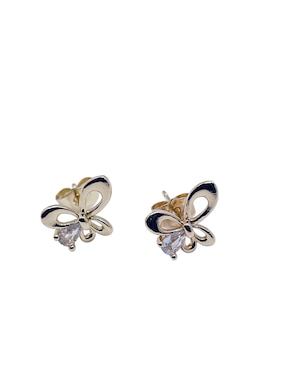 Broqueles De Mariposa Mashala Baño De Oro 14 K Zirconia