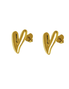 Aretes cortos de corazón Girondela 18 k con acabado chapa de oro