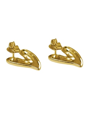 Aretes cortos de corazón Girondela 18 k con acabado chapa de oro