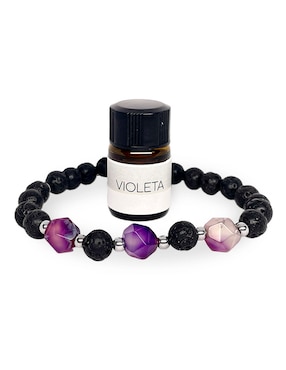 Pulsera Difusora De ágata Con Violeta Zenstone Para Aromaterapia