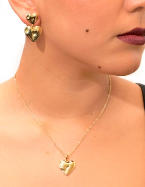 Aretes y collar de corazón Girondela 18 K