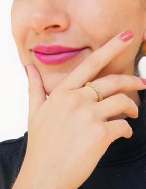 Anillo Mashala zirconia con acabado baño de oro 14 k