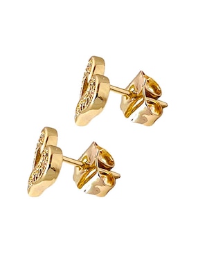 Aretes cortos de corazón Mashala 14 k con acabado baño de oro zirconia