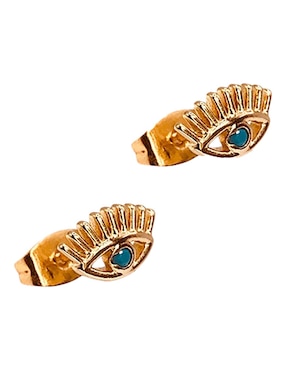 Broqueles de ojo Mashala baño de oro 14 K zirconia