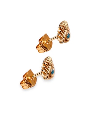 Broqueles de ojo Mashala baño de oro 14 K zirconia