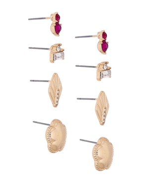 Set de aretes cortos Weekend con acabado brillante