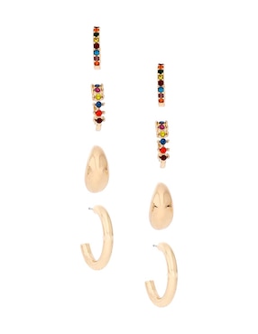 Set de aretes Weekend con acabado brillante