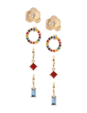 Set de aretes Weekend con acabado brillante