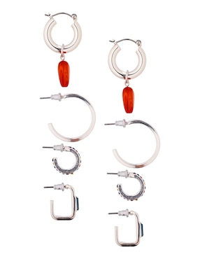 Set de aretes Weekend con acabado brillante