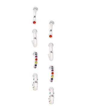 Set de aretes de media luna Weekend con acabado brillante