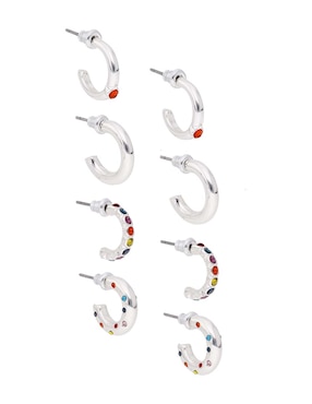 Set de aretes de media luna Weekend con acabado brillante