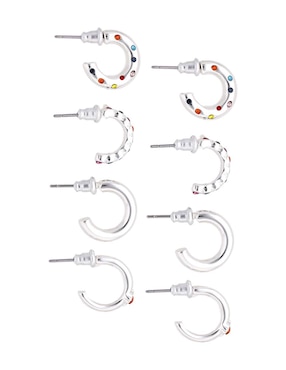 Set de aretes de media luna Weekend con acabado brillante