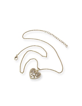 Collar con dije de corazón Mashala de baño de oro 14 K