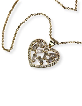 Collar con dije de corazón Mashala de baño de oro 14 K