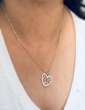 Collar con dije de corazón Mashala de baño de oro 14 K