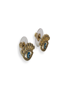 Broqueles de ojo Mashala con acabado baño de oro 14K zirconia