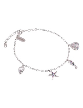 Pulsera Girondela con acabado baño de oro blanco 18 K