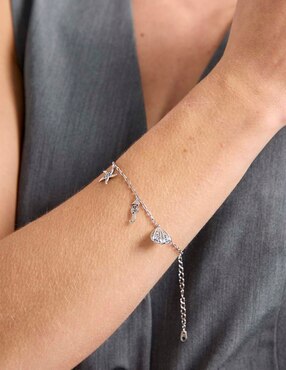 Pulsera Girondela con acabado baño de oro blanco 18 K