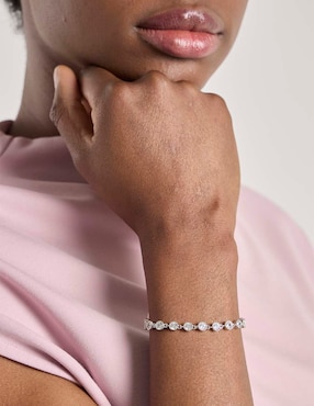 Pulsera Girondela con zirconia 18 K acabado baño rodio