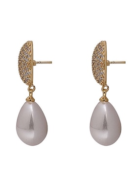 Aretes cortos de gota Girondela con acabado baño de oro 18 K zirconia