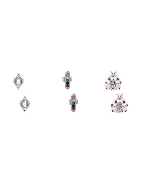 Set de aretes Weekend con acabado pavé