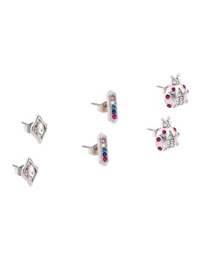 Set de aretes Weekend con acabado pavé