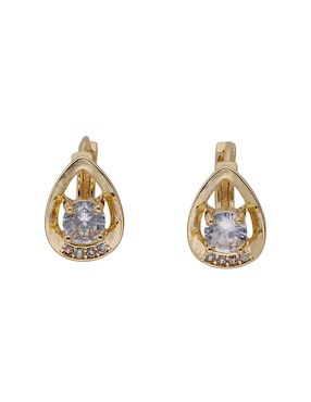 Arracadas de gota Girondela 18 K con acabado baño de oro zirconia