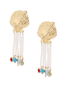 Aretes largos de concha Weekend con acabado brillante