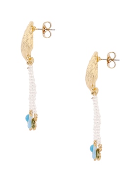 Aretes largos de concha Weekend con acabado brillante