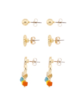 Set de aretes Weekend con acabado brillante