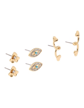 Set de aretes Weekend con acabado brillante