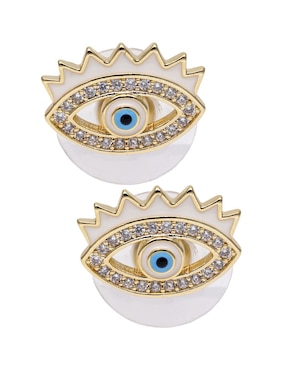 Broqueles de ojo Mashala con acabado baño de oro 14 K zirconia