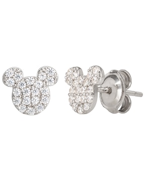 Aretes cortos Mickey Mouse Disney de plata P 925 con acabado brillante