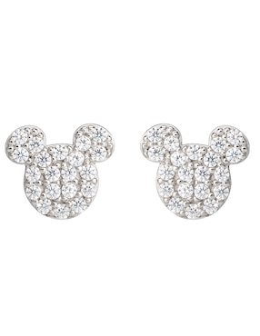 Aretes cortos Mickey Mouse Disney de plata P 925 con acabado brillante