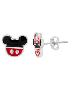 Aretes cortos Mickey & Minnie Disney Mickey Mouse de plata P 925 con acabado brillante