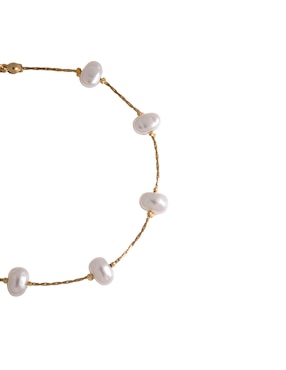 Pulsera Girondela de latón con perla 18 k acabado chapa de oro