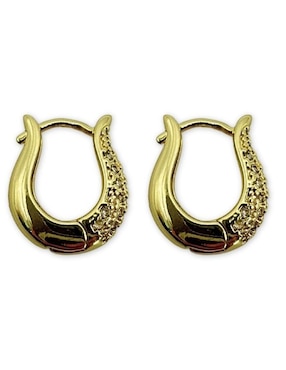 Aretes huggies Mashala con acabado baño de oro 14 K